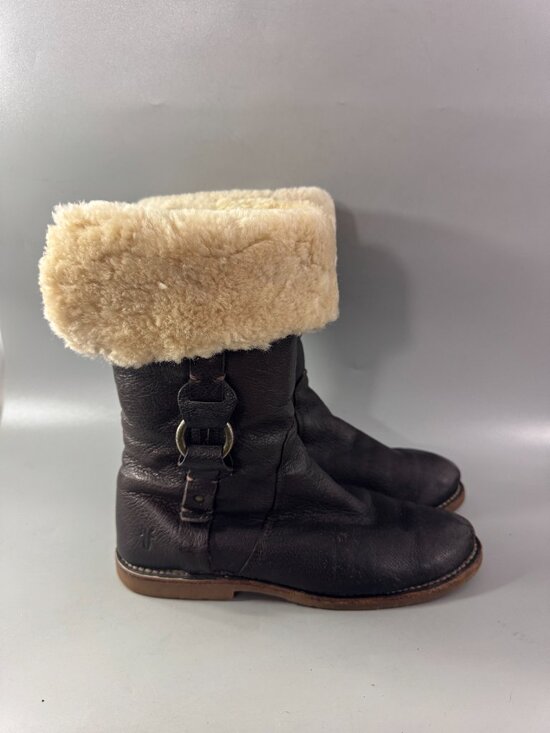 Frye Paige Loop Lug Brown Leather Shearling Lined Winter Boots, men\'s Size 7.5 main image 15